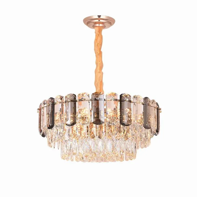 Golden LED Round Crystal Circle Ring Pendant Light for Living Room