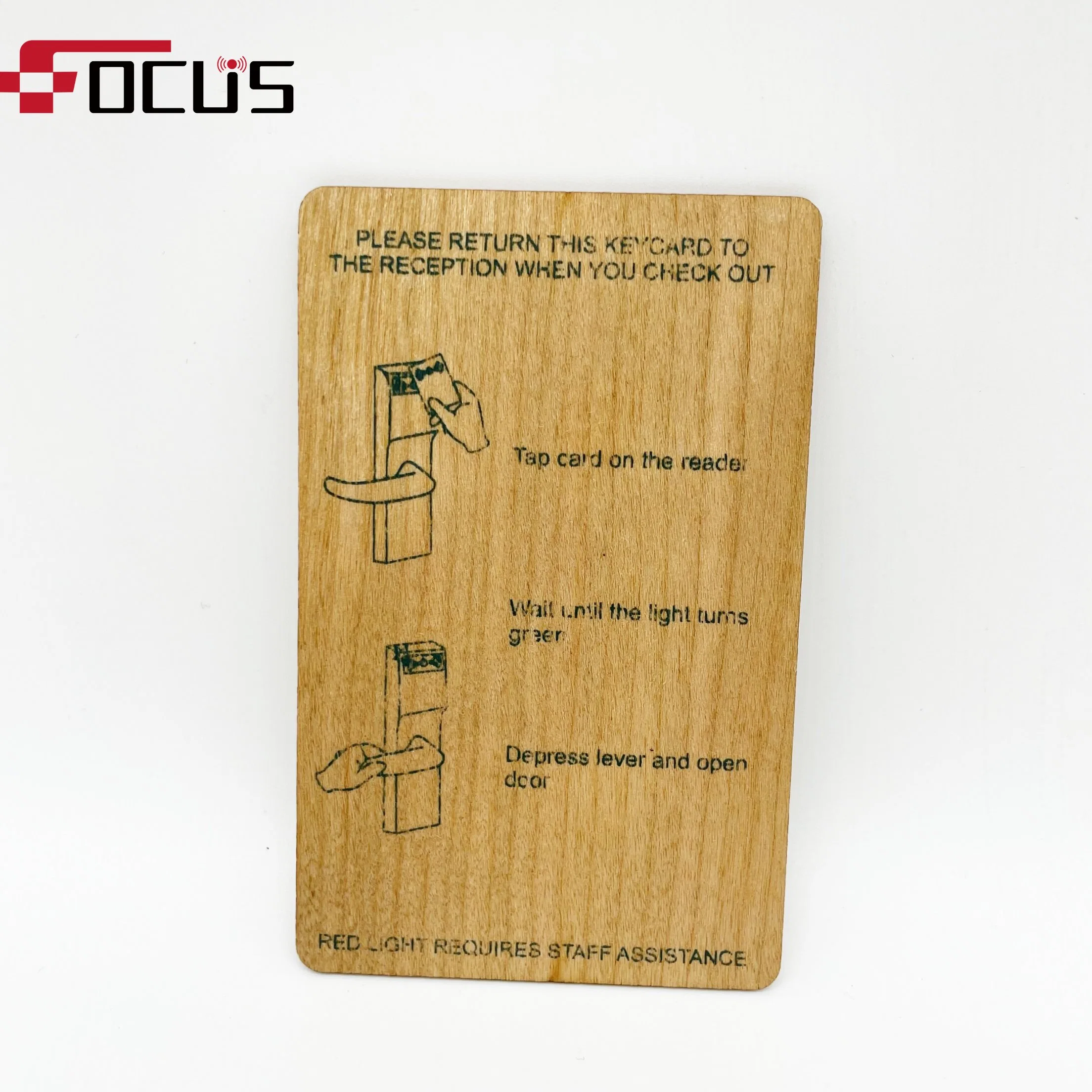 Factory Supply Contactless ISO14443A F08 RFID Tarjeta de madera para el hotel