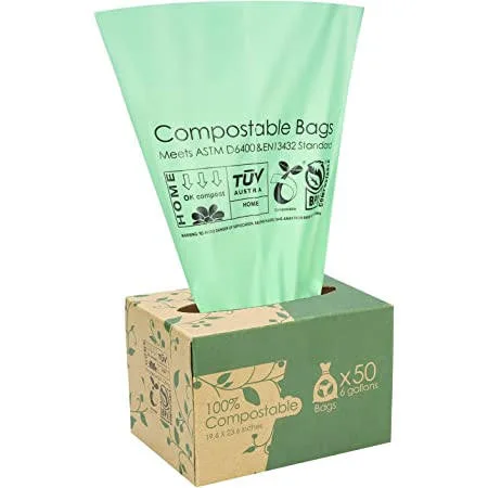 La parte superior plana de la fécula de maíz Ecológico de la bolsa de basura bolsas de plástico Compostable Inicio camisas Bin