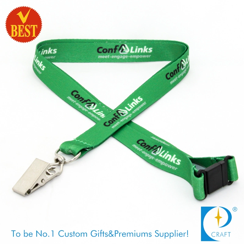 Promotion High Quality Cheap Price Customized Printed Lanyard Strap with Square Clip Plastic Breakaway From China