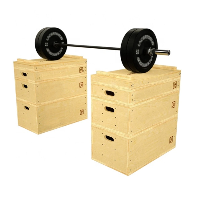 Crossfit Barbell cuadrado de madera cuadros Plyo Gimnasio multifuncional cajas de madera 89cm personalizados de madera Madera ajustable idiota de verificación para gimnasio