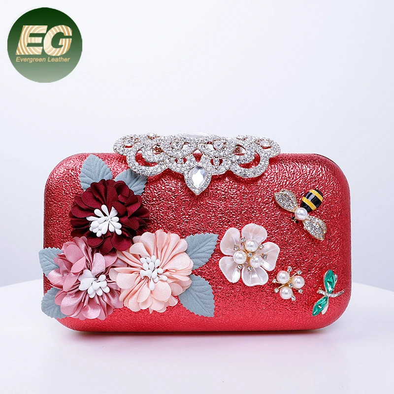 Top Sell China Factory Wholesale Market Flowers Crystal Elegant Clutch Bags Women Wedding Fashion Party Purse Evening Bag Eb1064