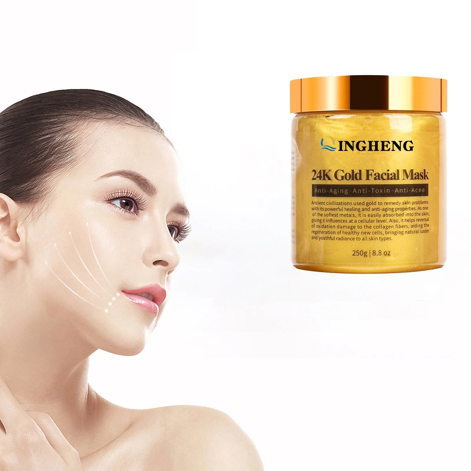 Customized Wrinkle and Moisturizing Facial Powder Skin Care 24K Gold Collagen Cosmetics Face Mask