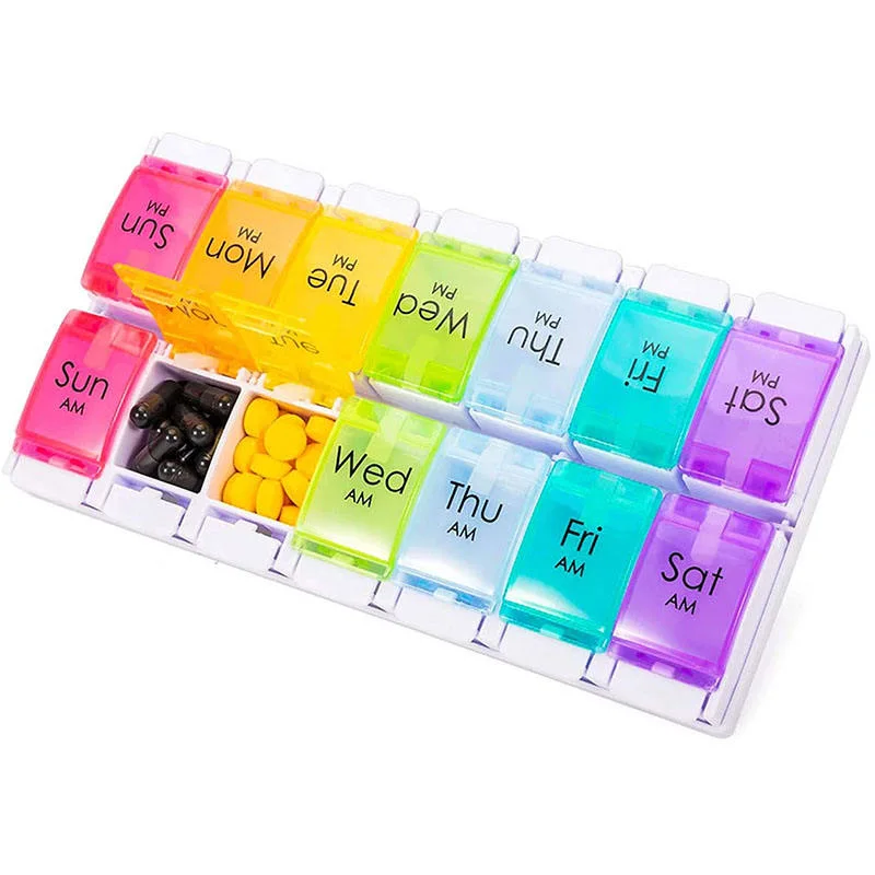 Hot Sale Custom Logo Daily Weekly Portable Pill Organizer Box 2 Times a Day for Travel