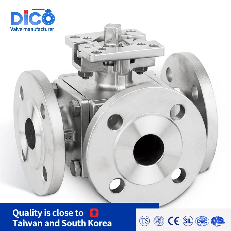 Dico API Stainless Steel SS304/316 3 Way Flange Ball Valve