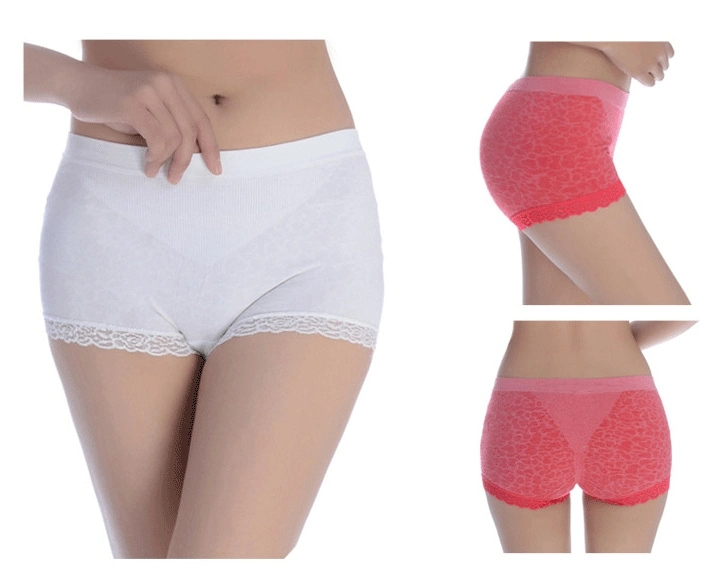 Senhoras Seamless Cuecas de algodão descaroçado Boxer Lace Resumos de algodão curto respirável Lace Pants