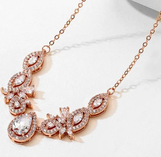 Wedding CZ Jewelry, Bridal CZ Necklace Jewelry, Bridesmaid Necklace Jewelry