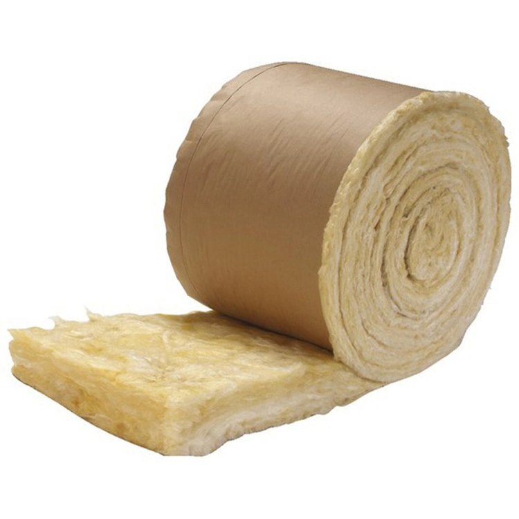 Fiberglass Insulation Roll with One Side Kraft Paper Facing Fiberglass Wool Insulation Material Eco Brown Heat Insulation Glass Wool