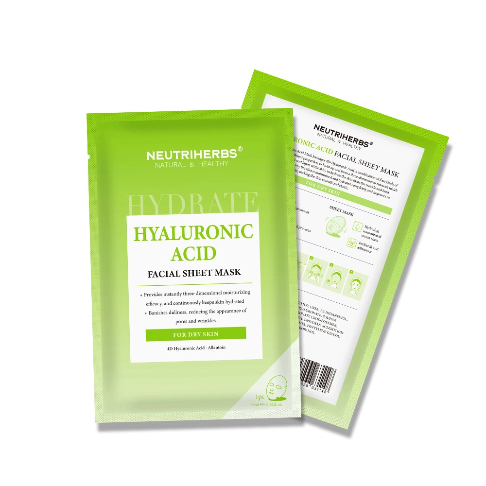 Baixo preço Wholeale Hyrating Trancamento de água o ácido hialurônico Folha Facial Mask