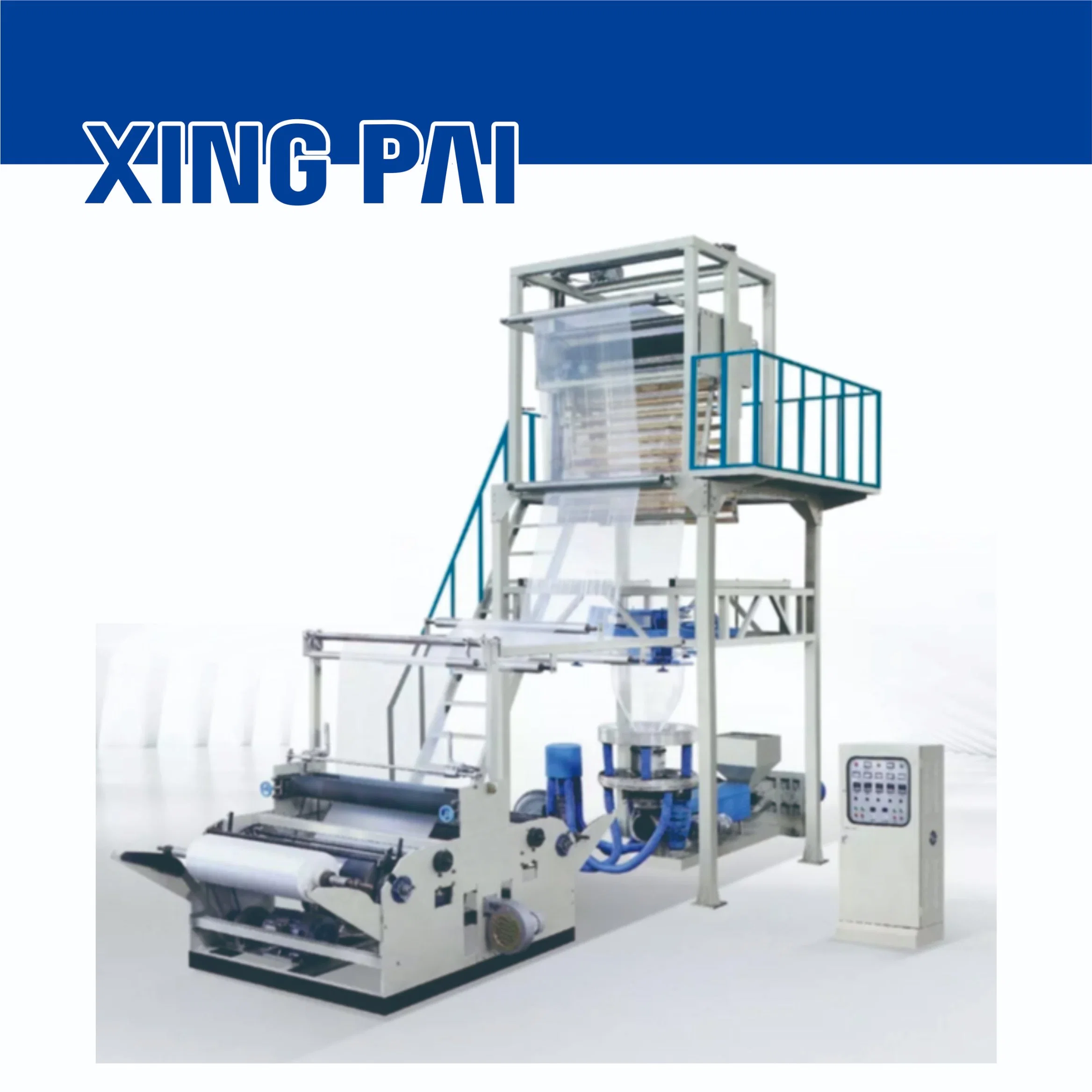 Economic Plastic Film Blowing Machine Film Extruder with Double Rewinder and Rotary Die Head
