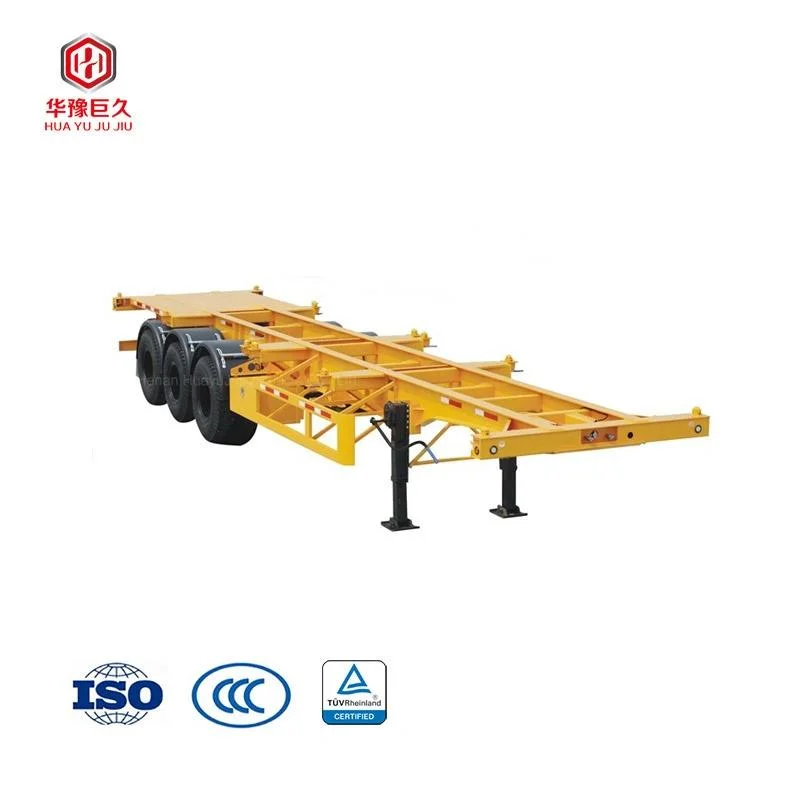 3 Axles 40 FT Flatbed Skeleton Skeletal Semi Truck Trailer Container Semi-Trailer