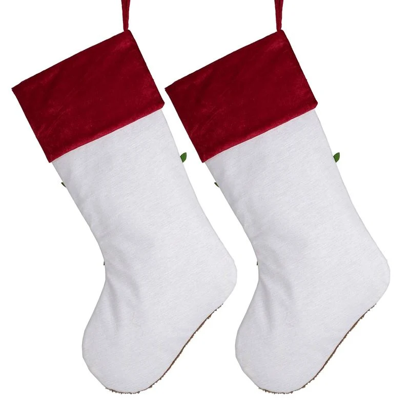 Christmas Stockings Embroidery Gift Socks Santa Snowman Candy Bag Decoration Pendant