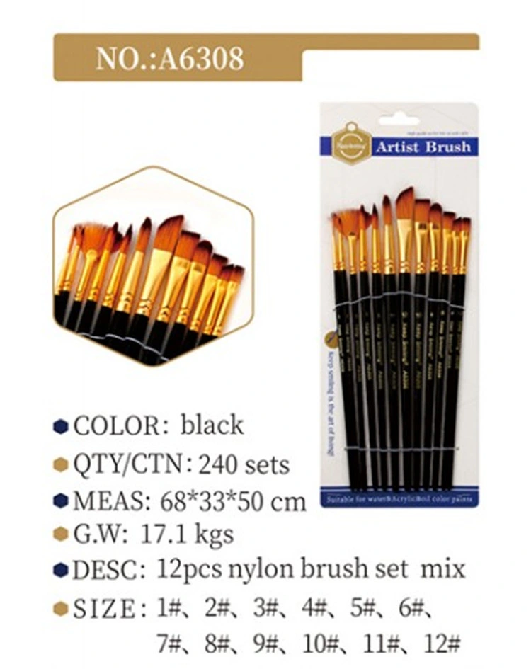 Wholesale/Supplier 12PCS High quality/High cost performance  Art Set Paint Tools Nylon Bristle Artist Brush