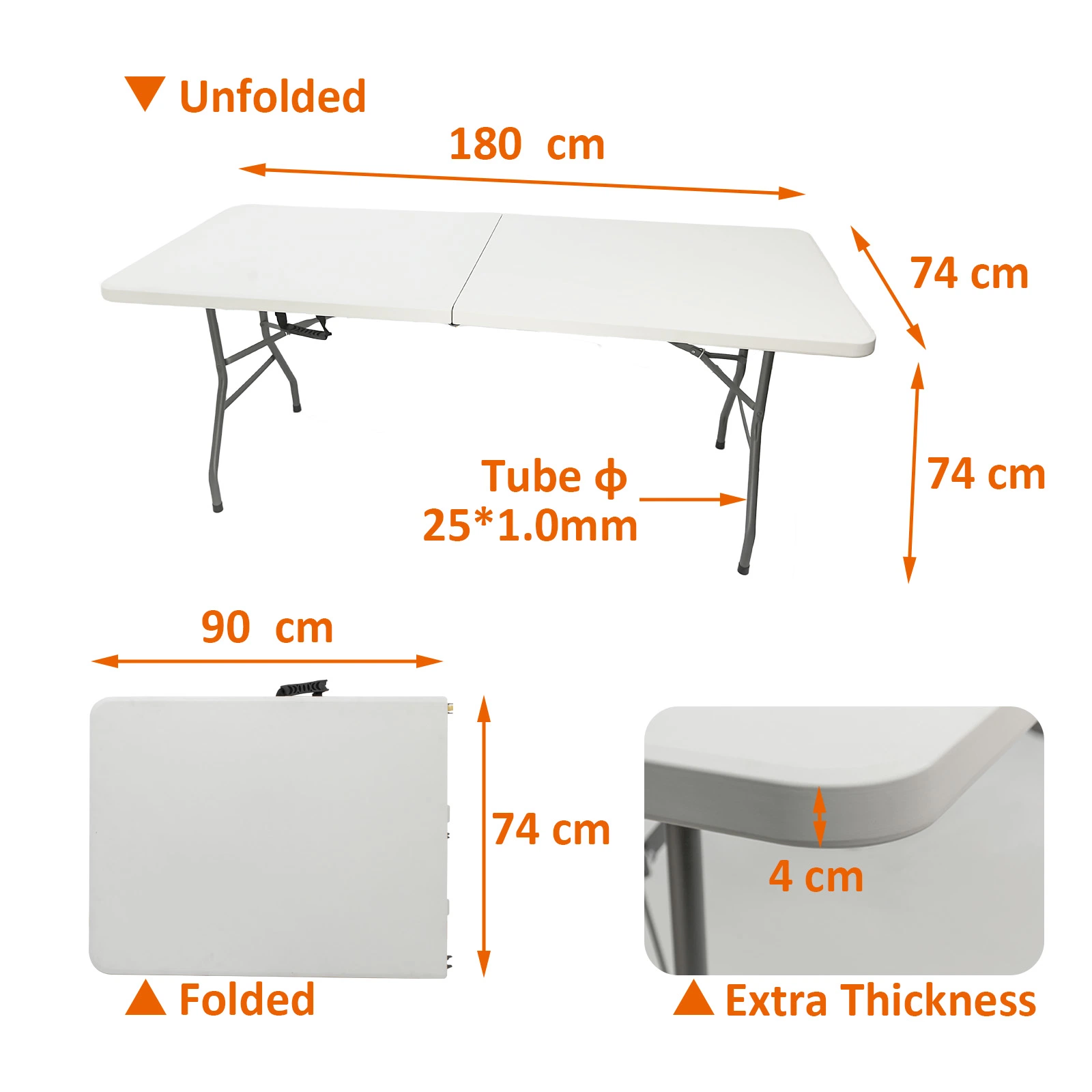 Precio al por mayor de 6 pies portátil blanco de mesa para portátil plegable de plástico resistente para eventos