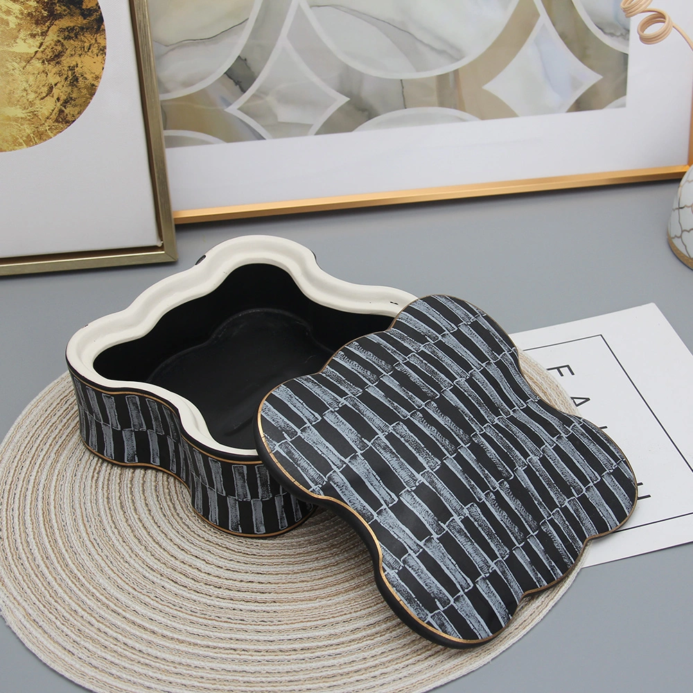 JW008 Elegant Decor Boxes Wholesale/Supplier Ceramic Blue and Black Storage Boxes Porcelain Jewelry Boxes