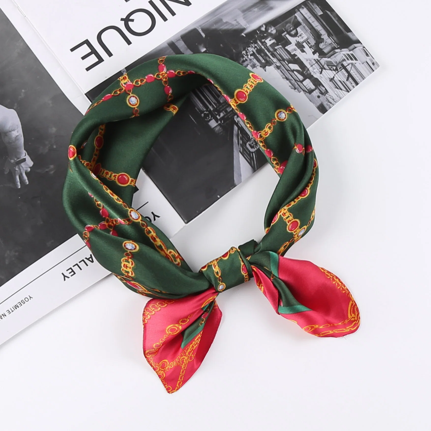 70X70cm Fashion Square Silk Satin Scarf Polyester Scarves Wowan Hairband Bag Band