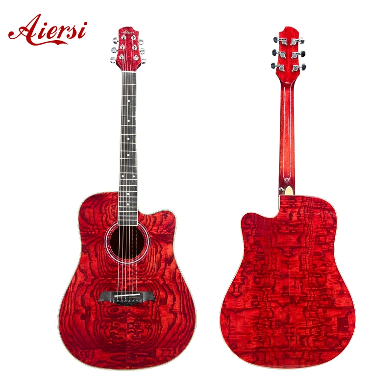 Custom Brand Factory Price 41 Inch Red Colour All Alder Steel String Acoustic Guitar