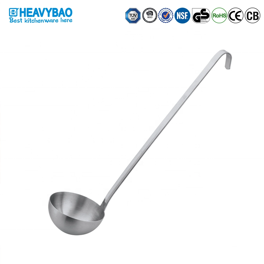 Heavybao Kitchenware Stainless Steel Solid Soup Ladles with Hanging Hook