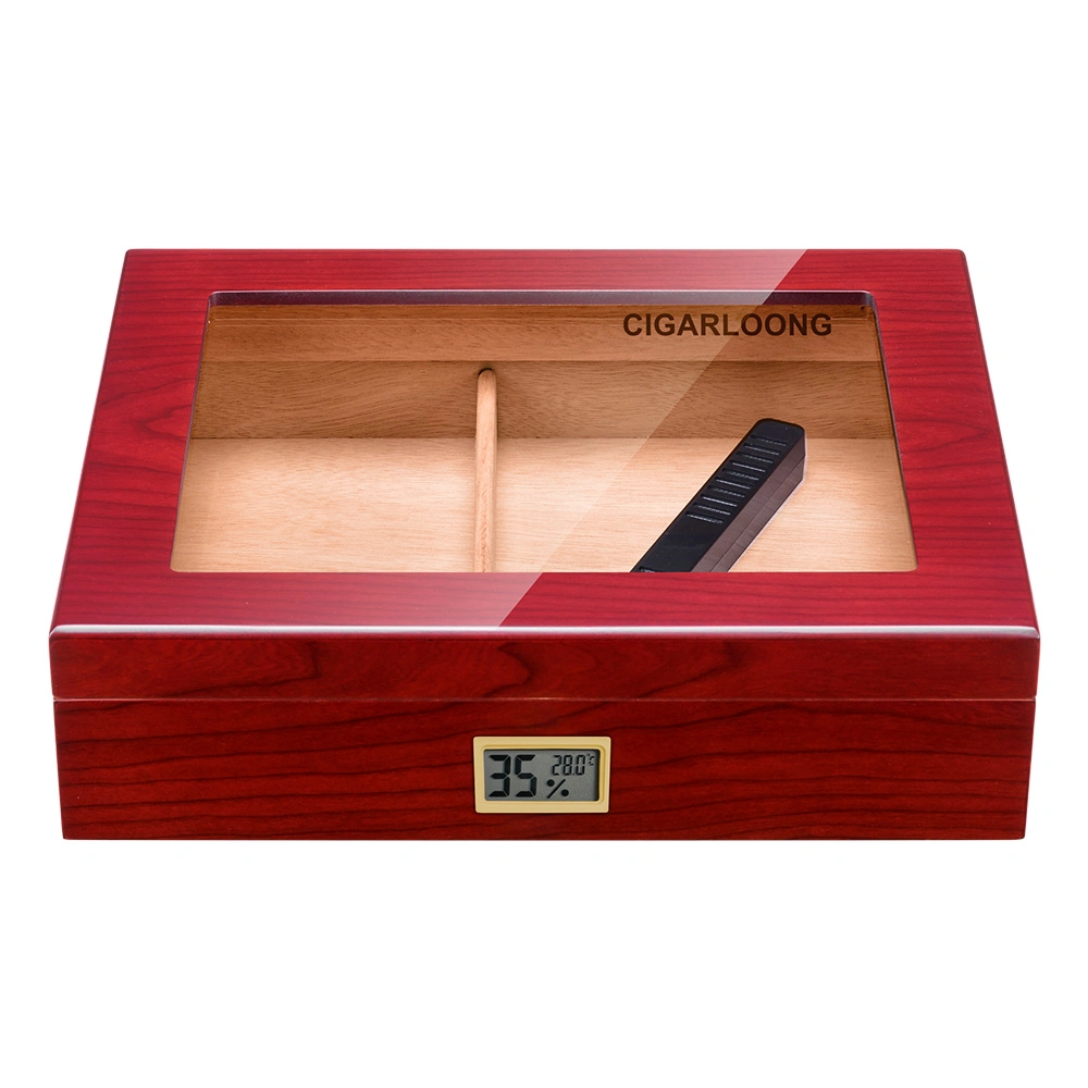 Caja de cigarros Humidor de madera de cedro con humidificador para cigarros Cohiba Maletín portátil caja de puros con Metal higrómetro colocar 35pcscigar