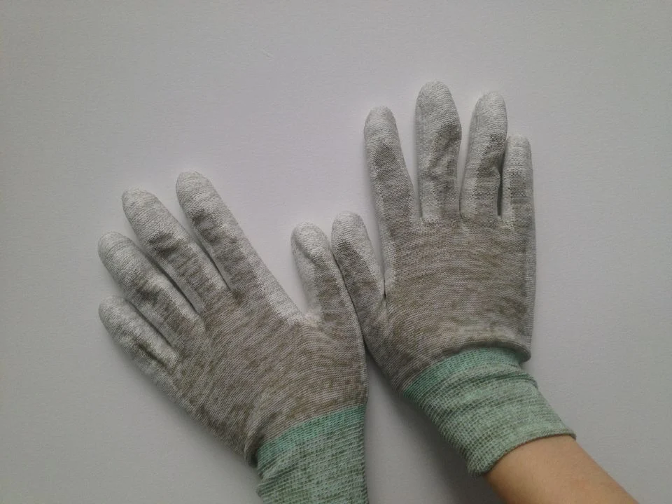 Leenol- Anti Static Gloves Top Fit Fingertip Carbon Fibers PU Coated Industrial ESD Safety Work Gloves