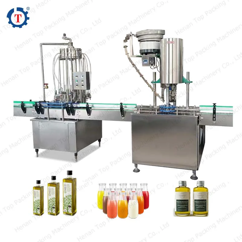 Automatic Milk Juice Beverage Oil Filling Machine Glass Bottle Aluminum Foil Capping Machine