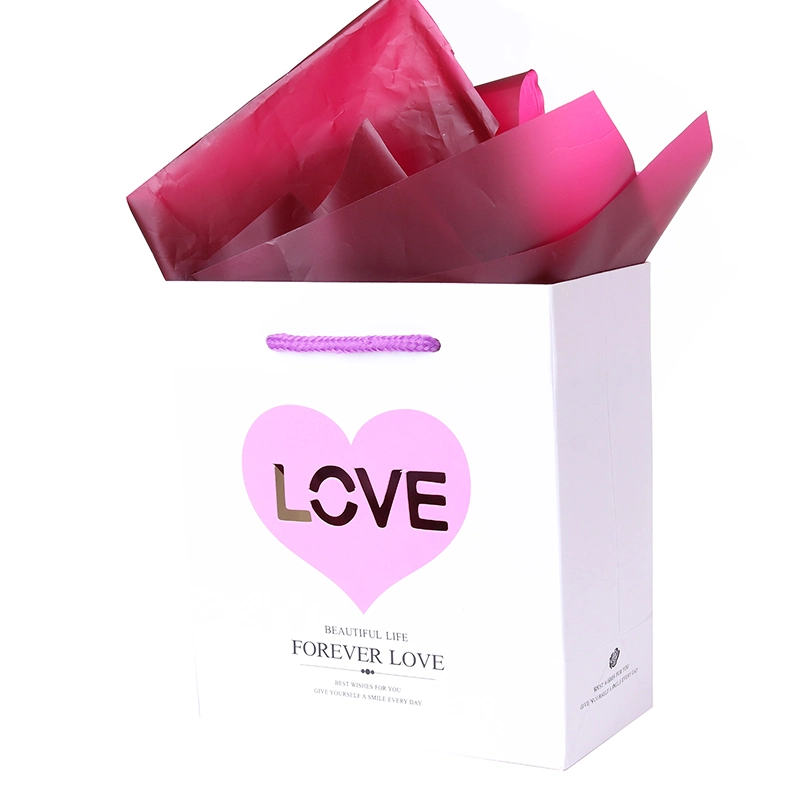 on Sale Stock Paper Gift Bags with Hollow out Love Design