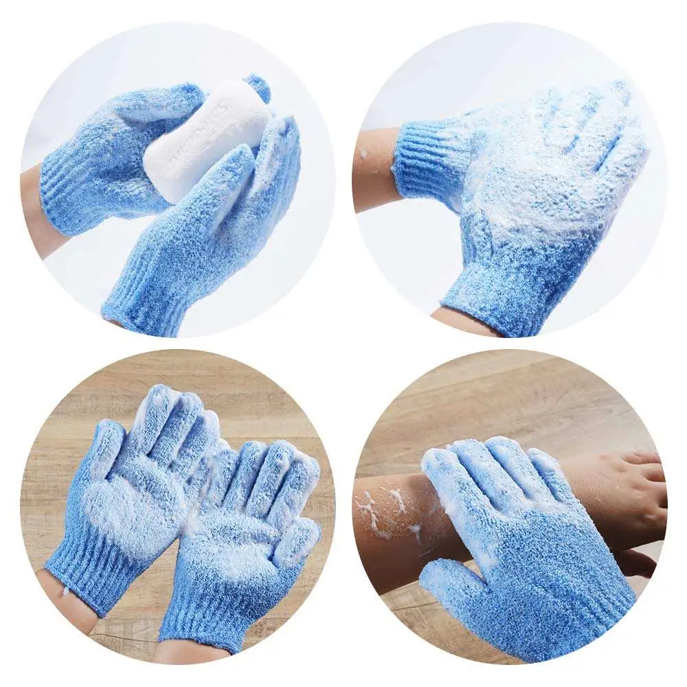 Logo personnalisé Nylon cinq doigts Mitt Dead Skin Remover Body Gants exfoliants Body Scrubber douche soie Korean Exfoliating gants