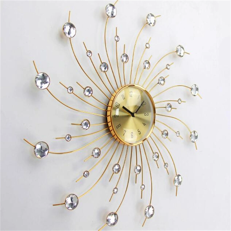 Fancy Crystal Design Retro Art Big Metal Craft Modern Wall Clock