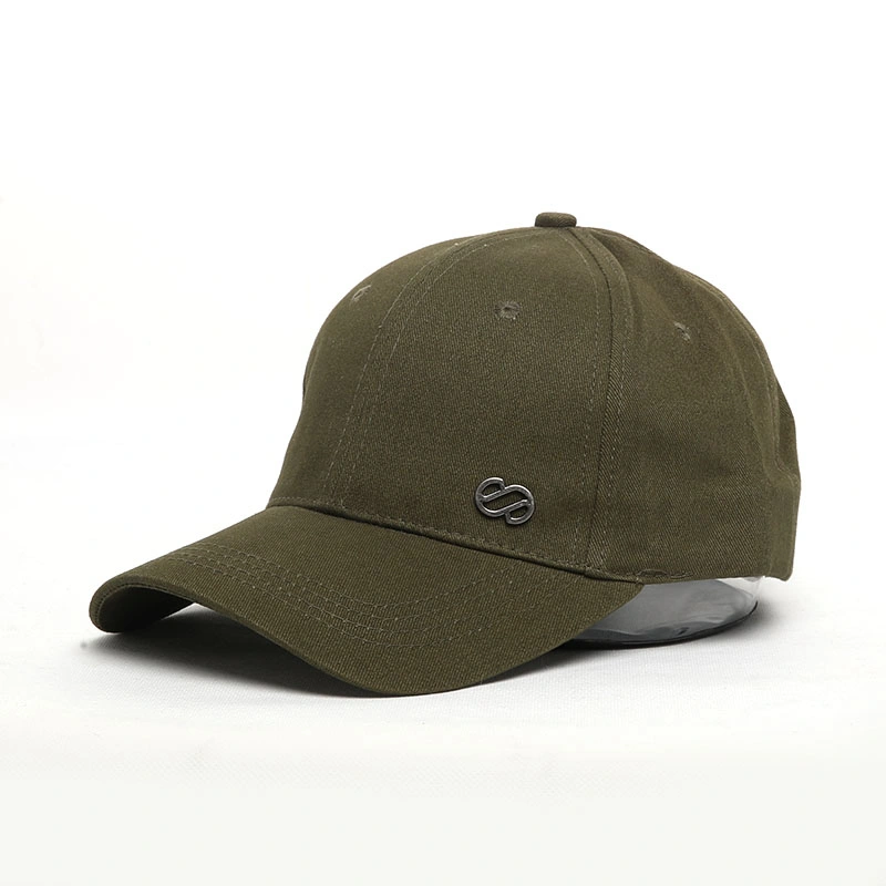 Clastic Style Soft Cotton Fabric Metal Logo Multi Colors Baseball Sports Cap Summer Camp Hat Blank Cap Khaki Color