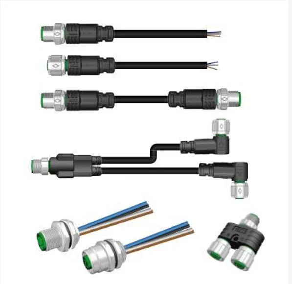 M12 mazo de cables macho de 3 pines recto con cable de PVC