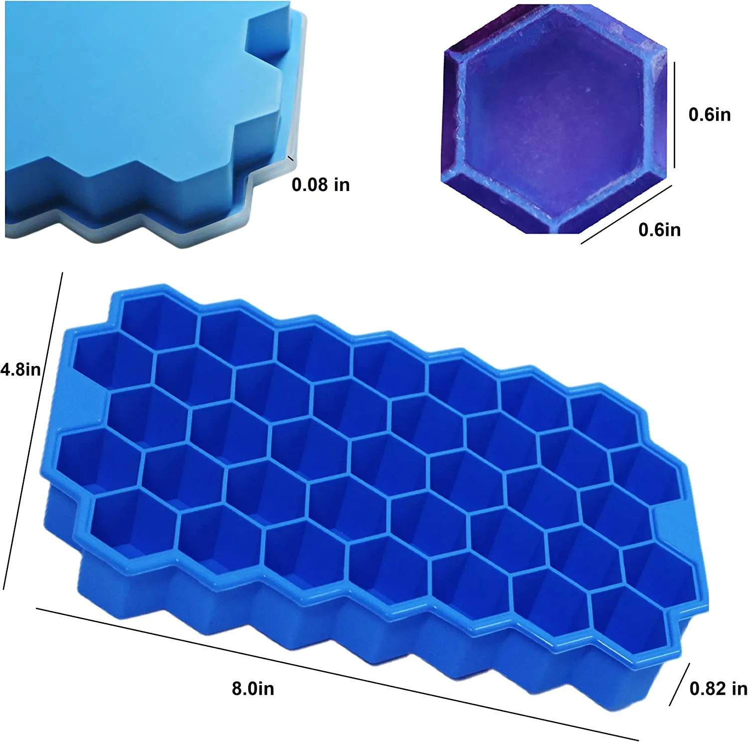 Plateau à glaçons en silicone avec couvercle pour moules à glaçons Cube de glace réutilisable à libération facile dans les bacs de rangement ou le seau à glace Pour le bar à cocktails