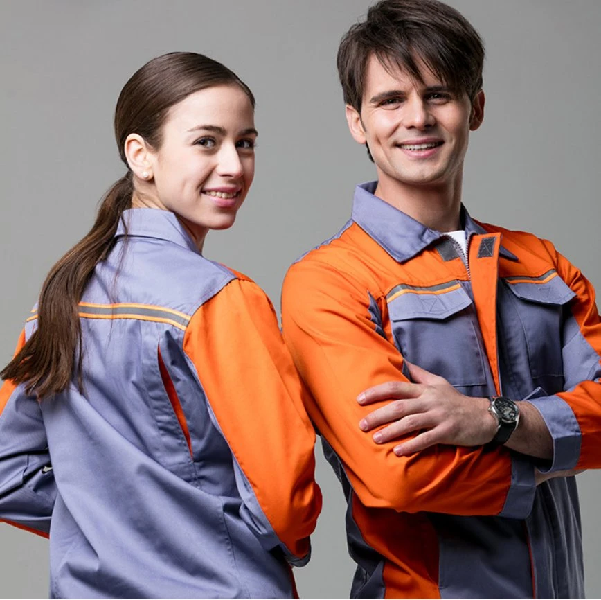 Solid Color Work Clothes Uniform Unisex Two-Piece Workwear Suit