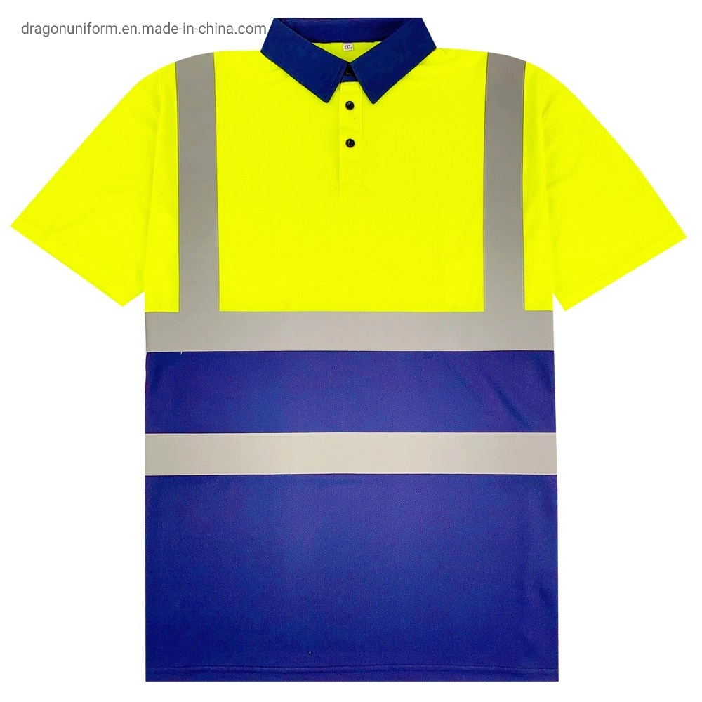 Custom Design Short Bright Custom Logo Safety Reflective Men Workwear Polo Shirt