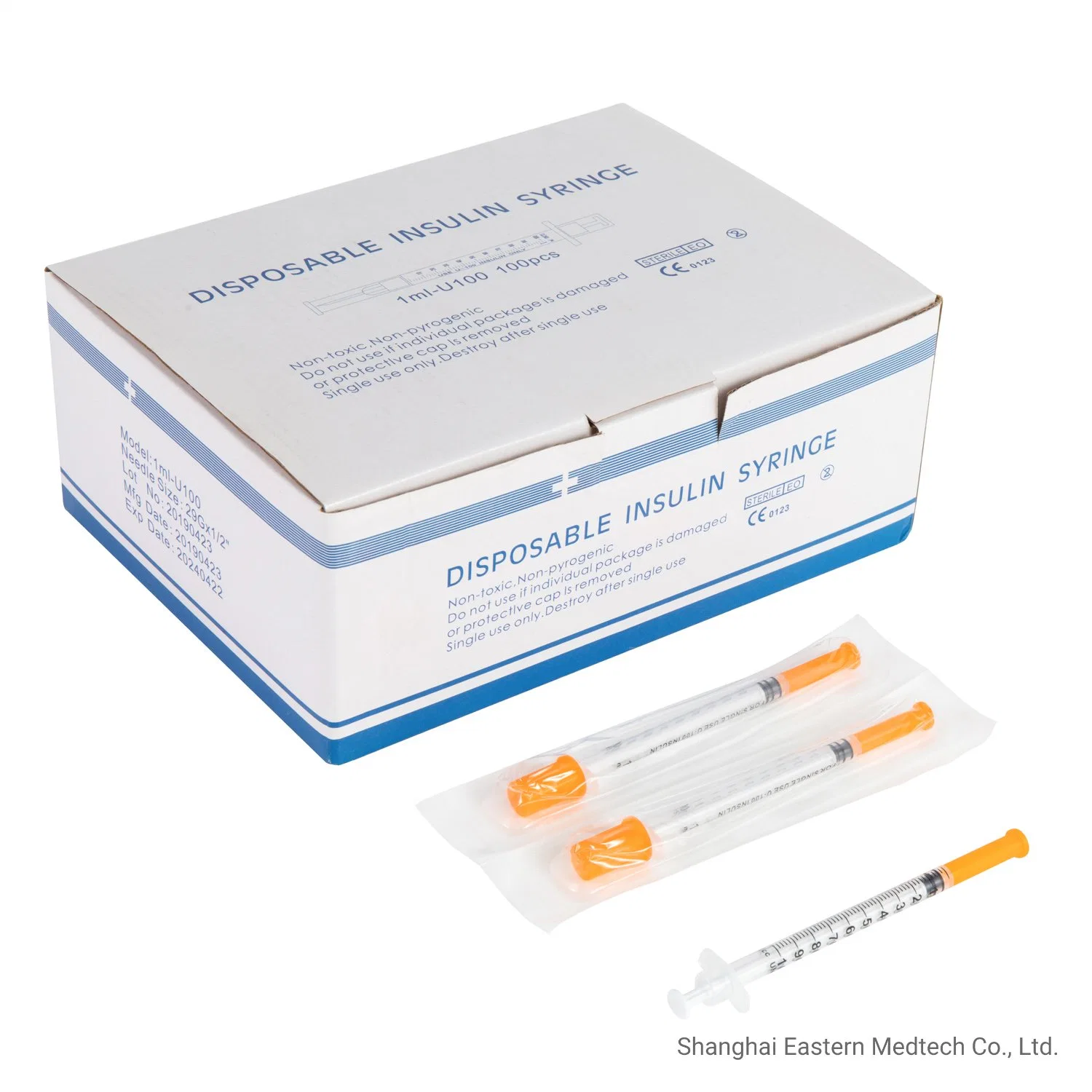 Equipement hospitalier homologué ce&amp;ISO médical jetable stérile 0,3 ml 0,5 ml 1 ml Seringue d'insuline