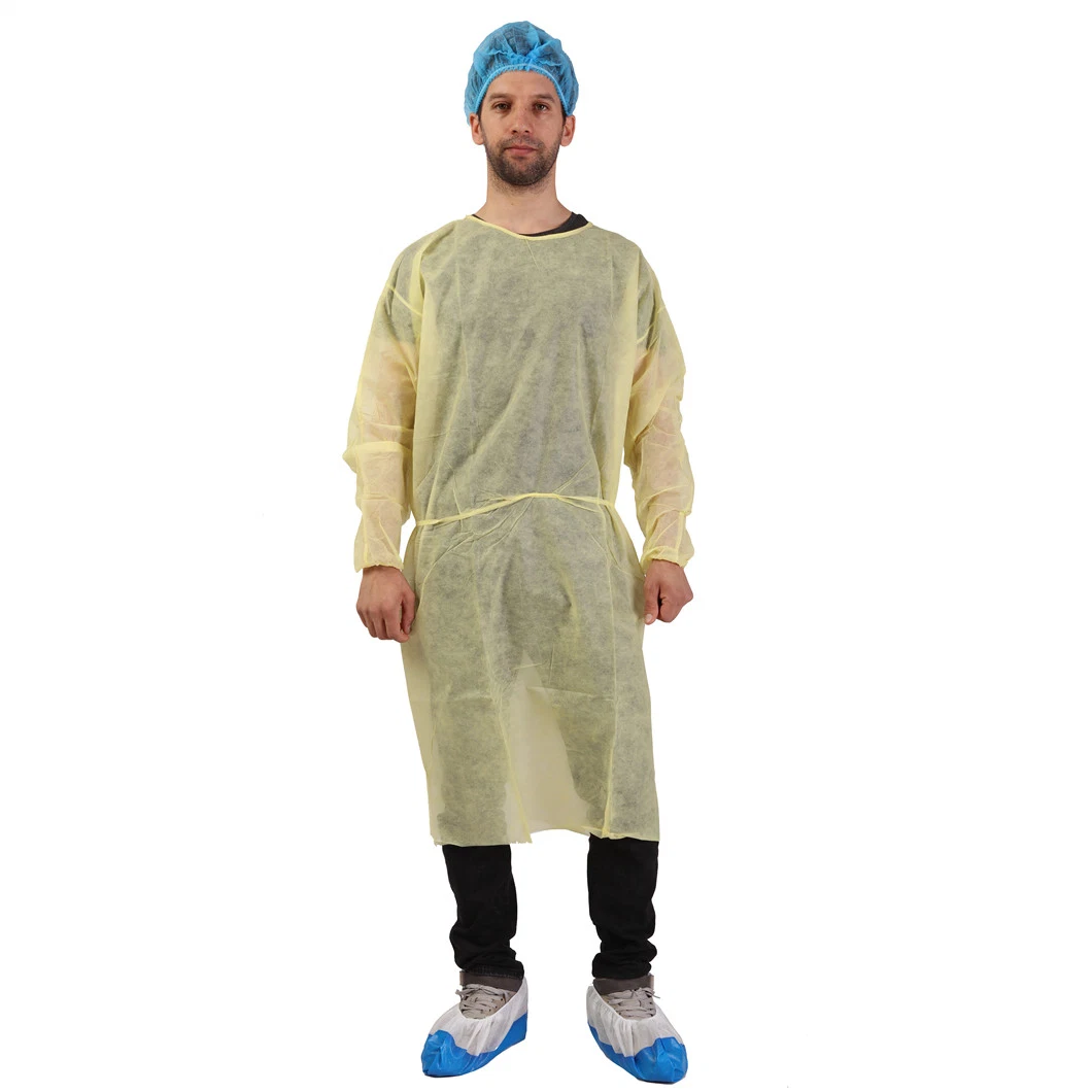 Factory CE FDA Disposable PP Plastic Blue Isolation Gown ISO13485