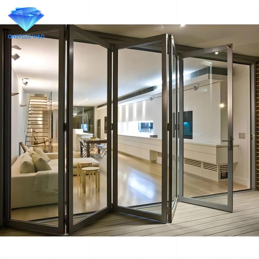 House Folding Glass Exterior Soundproof Standard Aluminum Bi Fold Folding Doors