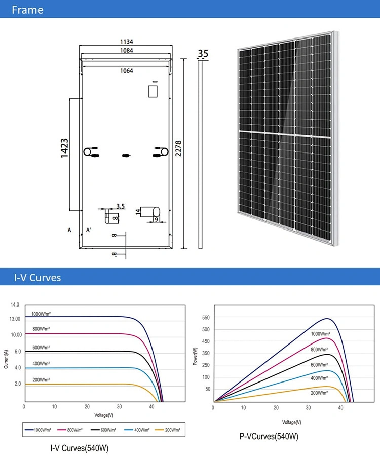 Lecuso Half Cell Monocrystalline 400W 450W 500W 540W 550W Solar Panel Price