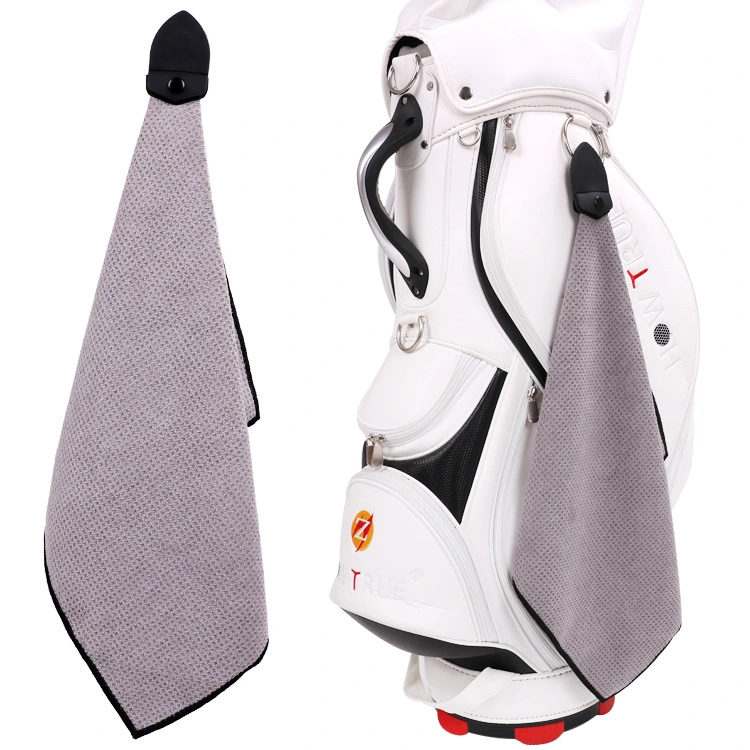 Custom Logo Magnetic Golf Microfiber Towel Stick It to Golf Cart or Clubs Removable Accessories Gray for Fitness Golf