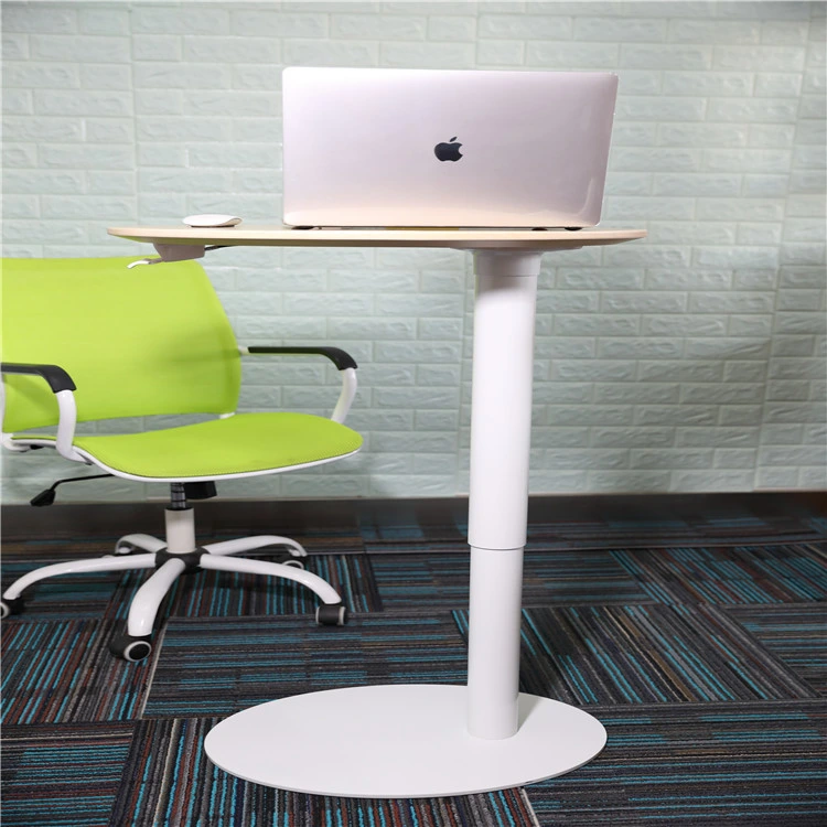 Manufacture Height Adjustable Side Table Sit Stand Desk Gas Lifted Single Legs Modern Office Standing Desk for Small Space