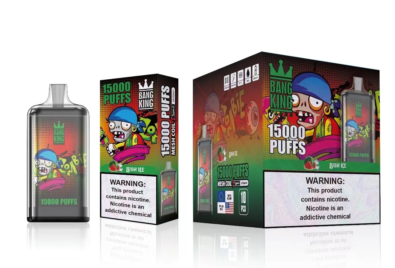 100% original Pod E CIG Bang King 15000 Puffs Crystal E barra de cigarrillos 12K 15K Puff Vaper desechable lápiz VAPE 1,0ohm Vaporizador de cartucho de bobina de malla