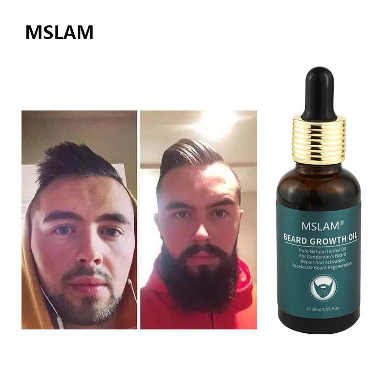 Mslam aceite puro de la Barba crecer el bigote de aceite de esencia de los hombres más gruesas, Fuller Señores' S Barba Hair Extension PRO 30ml