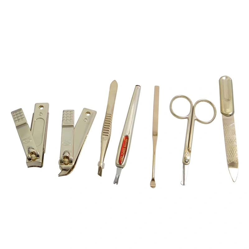 Equipamento de beleza 7 em 1 Mini-Size fácil levar Golden Plating Kit Manicure Set (910TG)