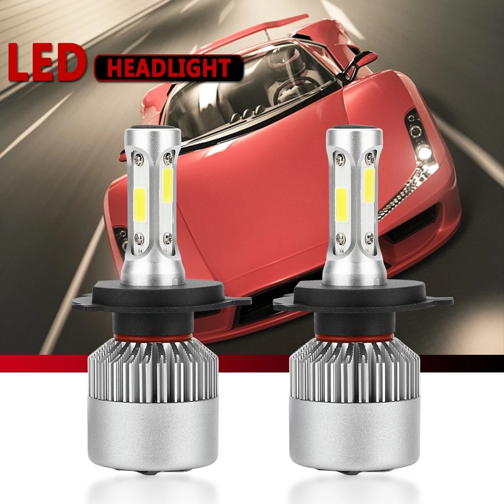 2X S2 Serial H4 H13 9004 9007 Car COB Chip LED Headlight Kit Bulbs with 8000lm High Low Beam All in One