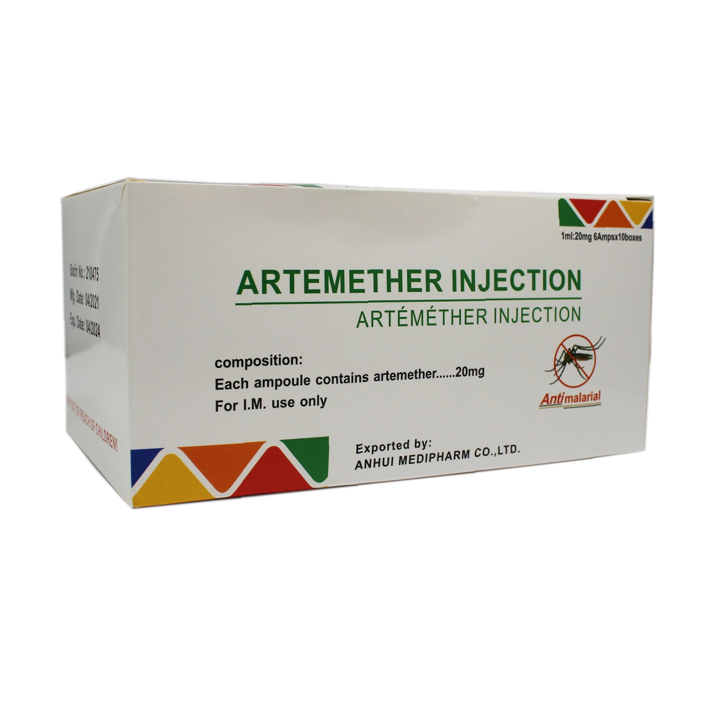 Inyección arteméter medicina GMP Antipalúdicos 80mg/1ml, 6' S/caja