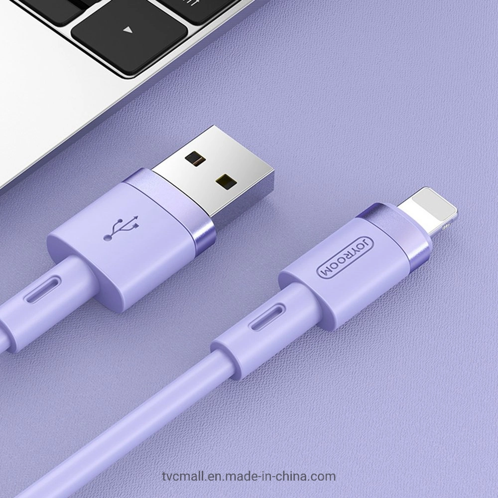 acessórios para telemóvel Joyroom com 1,2m de silicone líquido USB para Lightning Cabo de carregamento de sincronização de dados - Roxo