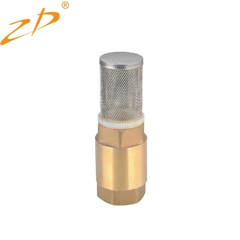 Backflow Brass Check Valve Foot Valve with SS304 Filter for Fountain Suction Hose Domestic Waterworks Garden Well Pump