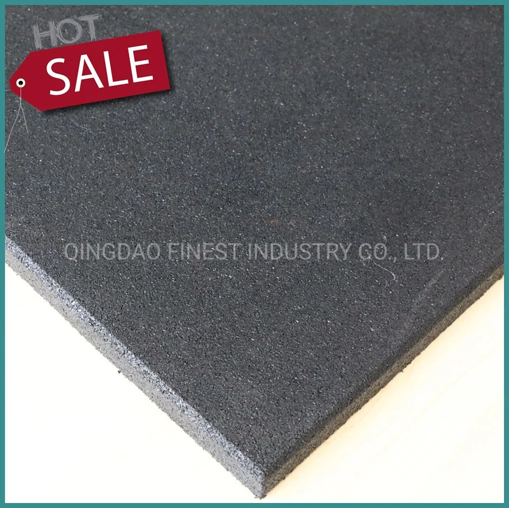 Factory Wholesale/Supplier Rubber Gym Flooring 1mx1m X15mm Plain Black