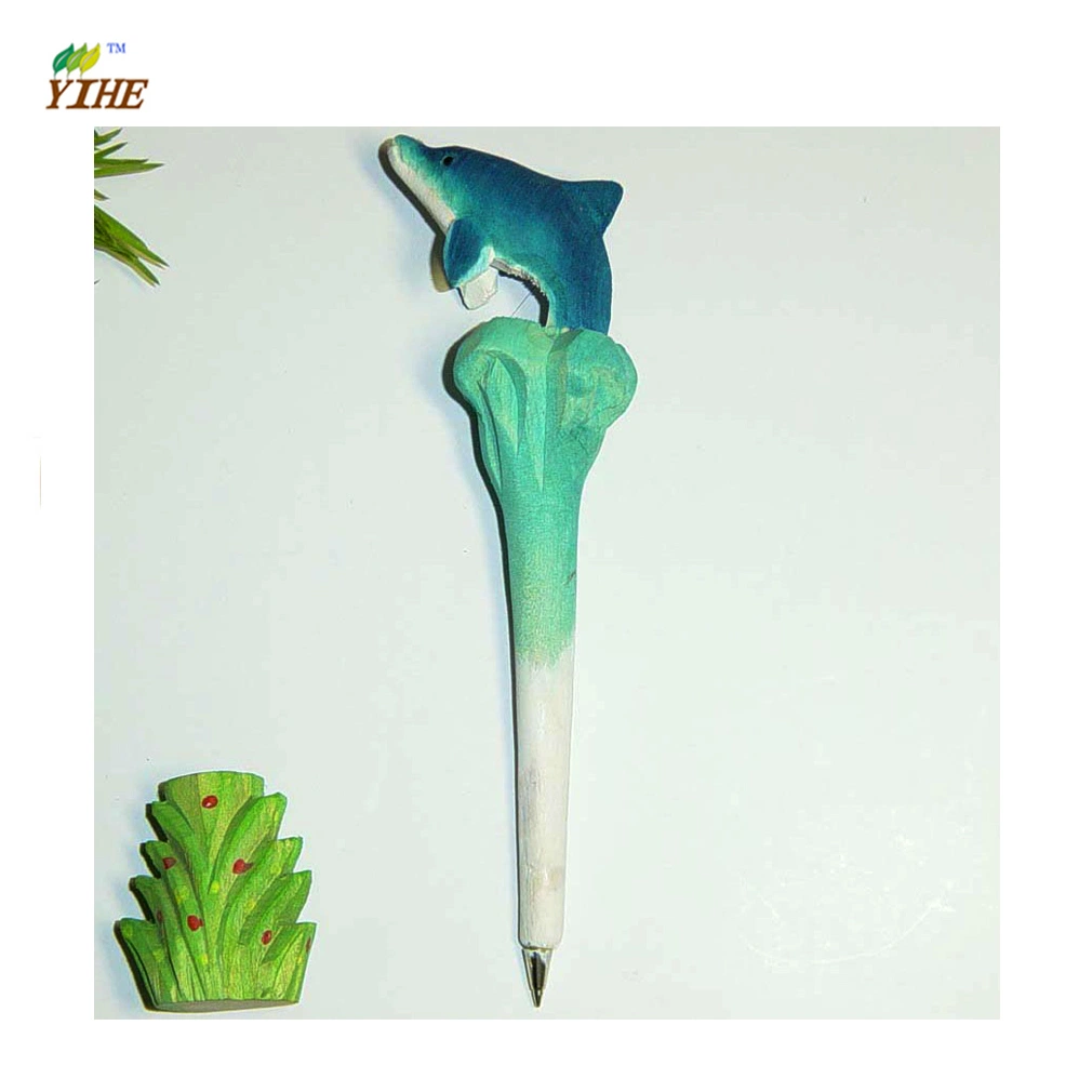 Promotional Ballpen with Lovely Wooden Animal Image Painted by Hand