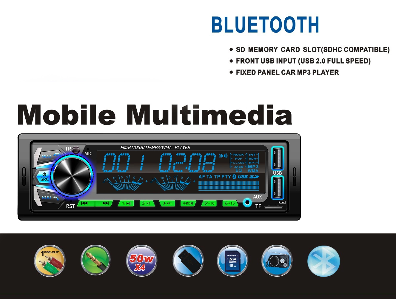 Car Stereo Audio Auto Radio Car MP3 Player Support Charging with USB/SD Port