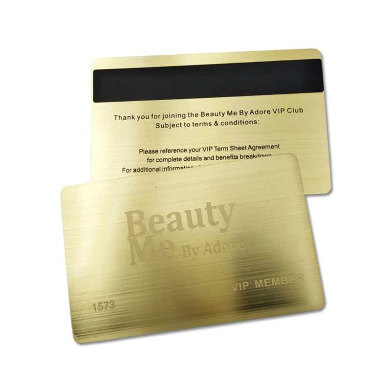 Thickness 0.5mm Personalised Laser Engraving Gold Plated Stainless Steel Metal Business Card